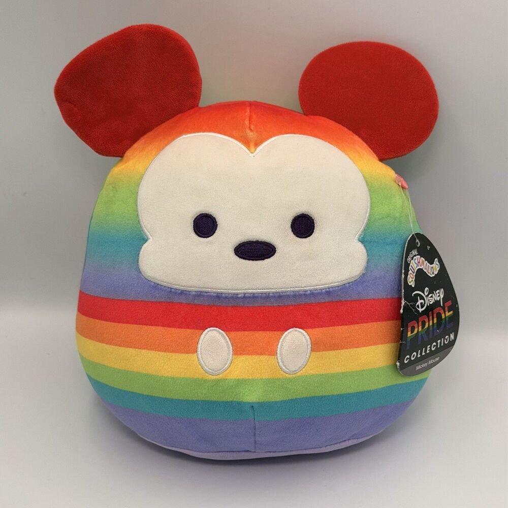 Disney Pride Mickey Mouse Squishmallow 9.5” Plush Rainbow Kellytoy NWT